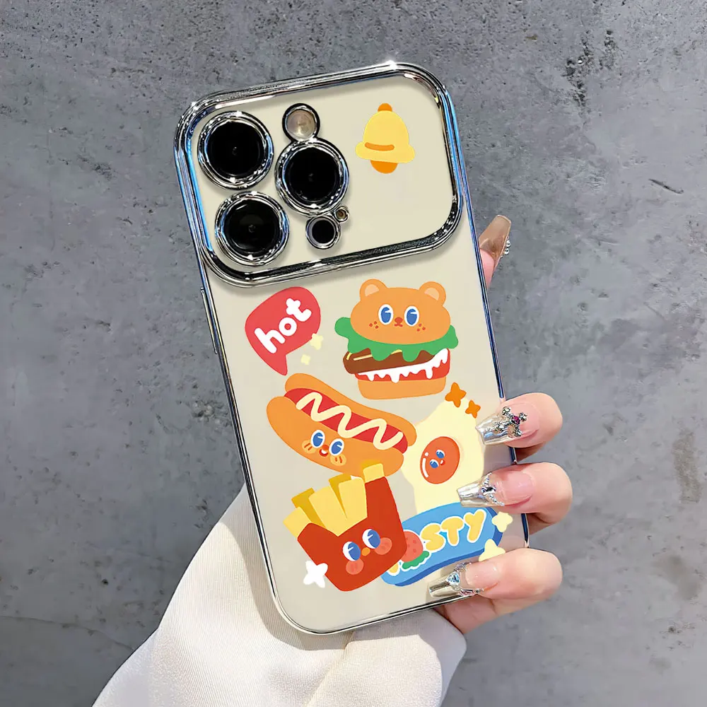 Cute Hamburgers And French Fries Electric Ferry Large Window Phone Case For Samsung A22 A23 A32 A51 A20 4G 5G Shell