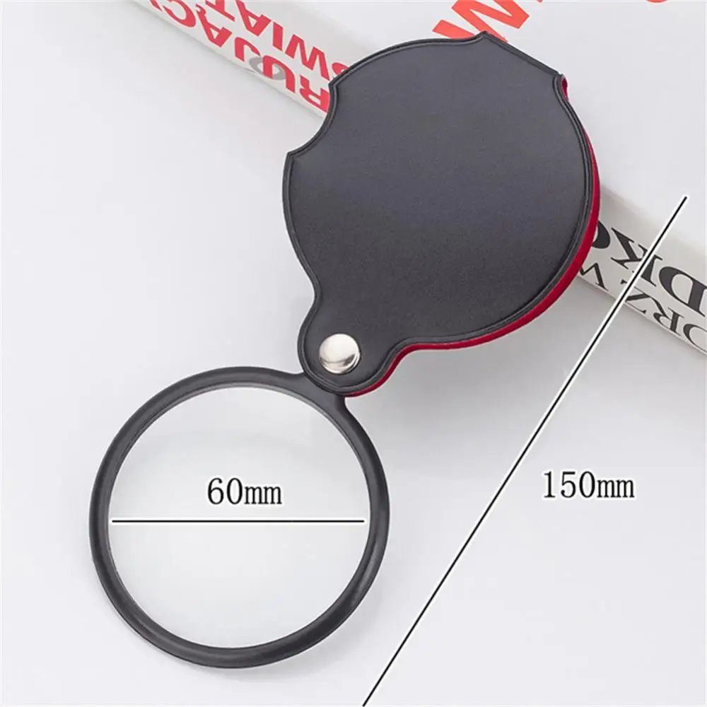 1/2/3PCS Car Accessories Magnifier Leather Folding Portable Magnifying Glass Faux 50mm Faux Leather Cover Magnifying Glass