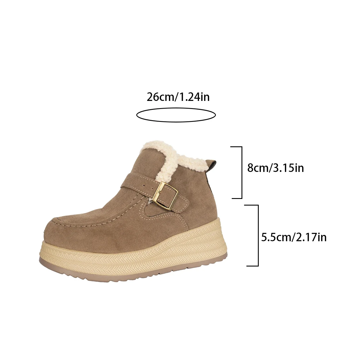 Winter Damen Einfarbige Vintage Bequeme Dicksohlige Keilabsatz-Schneestiefel Neue Damen Warme Lässige Modische Stiefel – Detail 2
