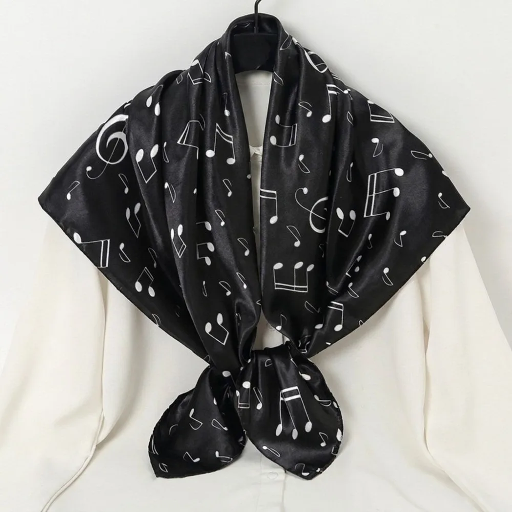 Personalized Breathable Musical Note Shawl Large Hair Band Square Headscarf Neck Wrap Headband Printed Silk Scarf Men