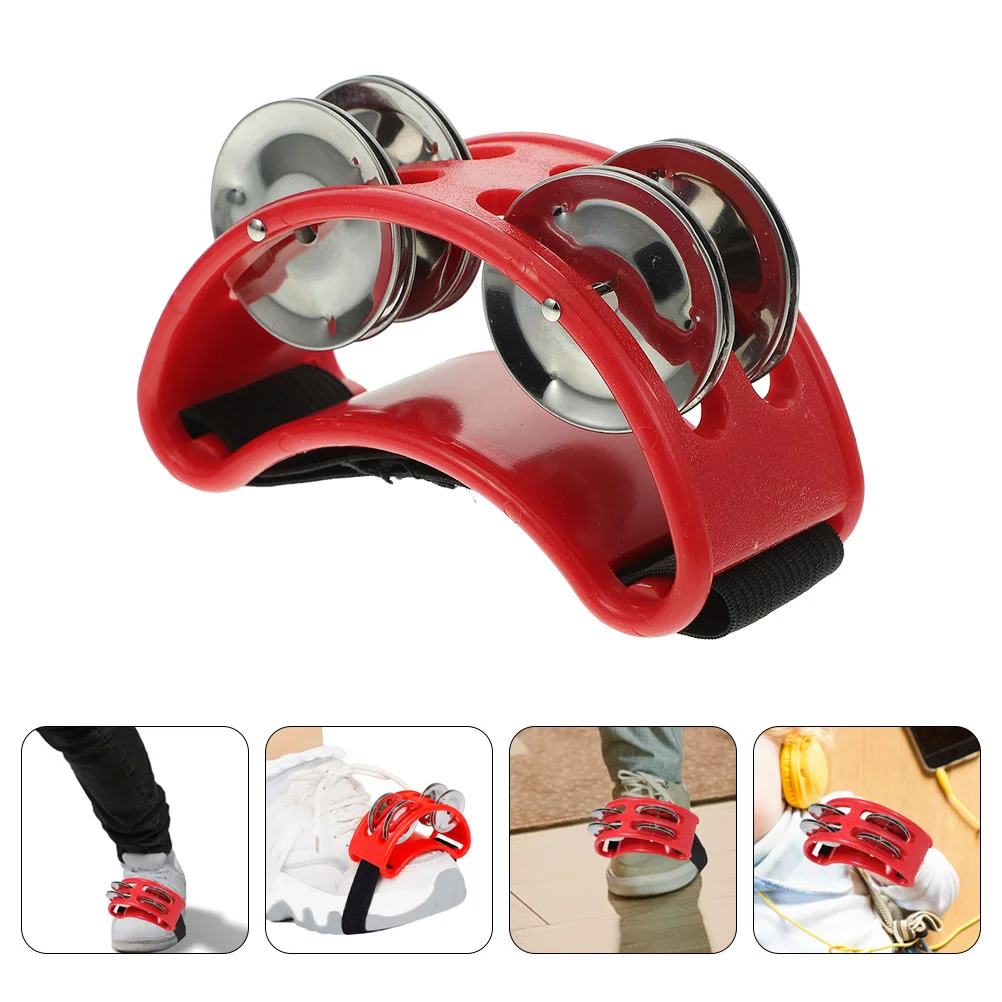 

Hand Bell Double Row Footbell Drum Instrument Accessories Step on Tambourine Child