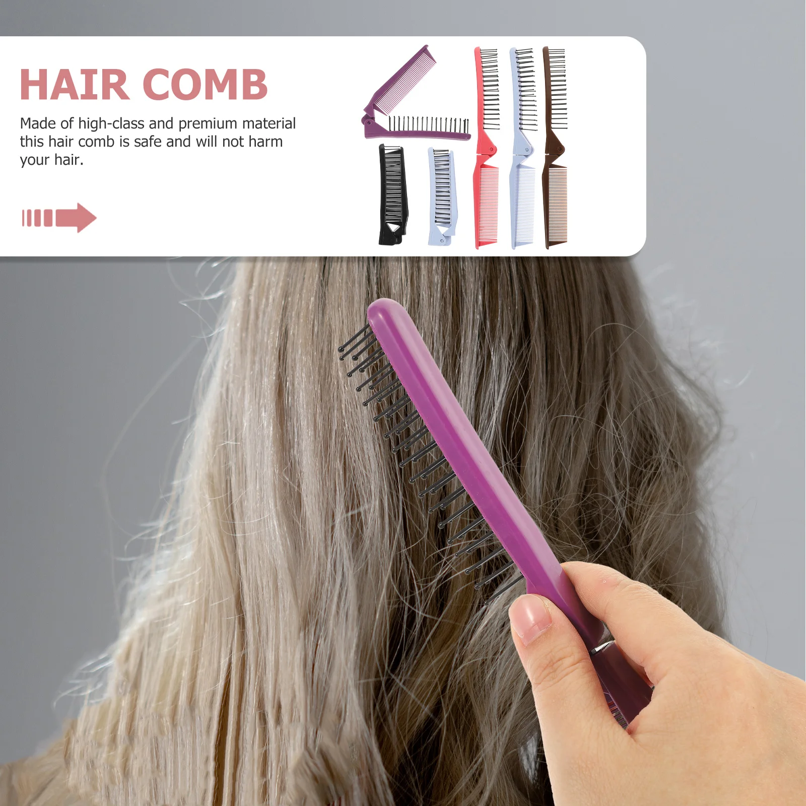 

5pcs Hair Comb Professional Styling Tool Ergonomic Design For Wet Dry Hair Detangling Smooth Salon Use Flat Top Comb