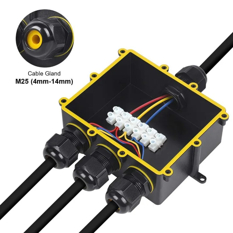 M25 Wire Connector One in Three Out Waterproof Junction Box IP68 Cable Junction Box