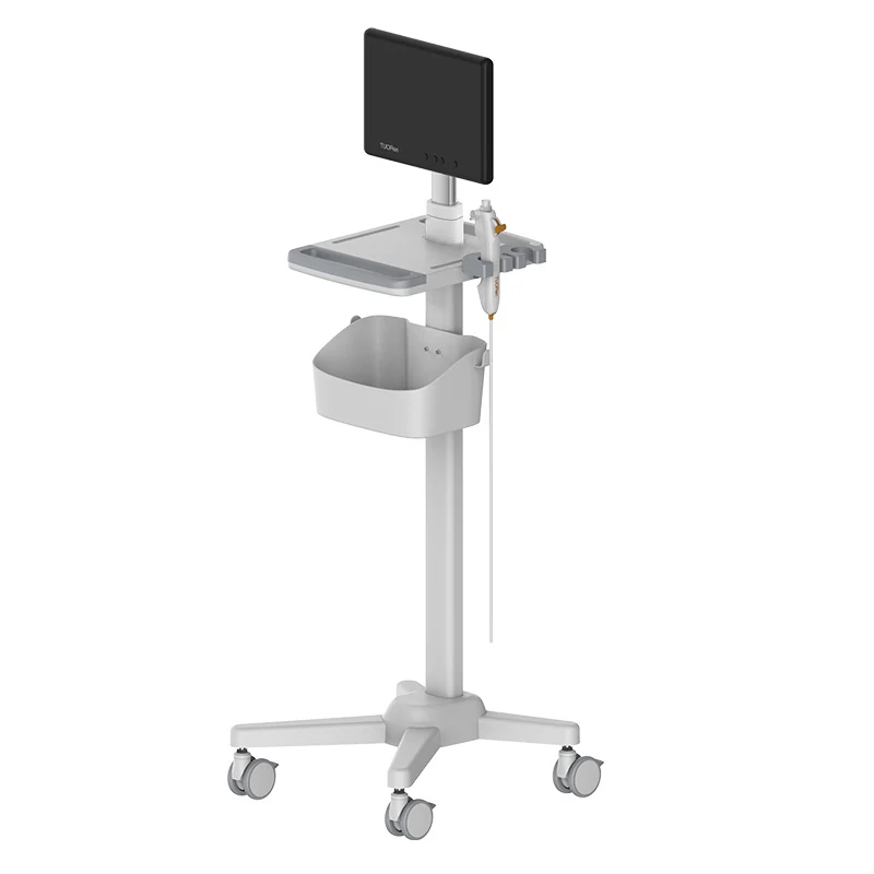 Clinic Hospital Medical Trolley with Laptop Tray and Probe Holder Office Mobile Trolley