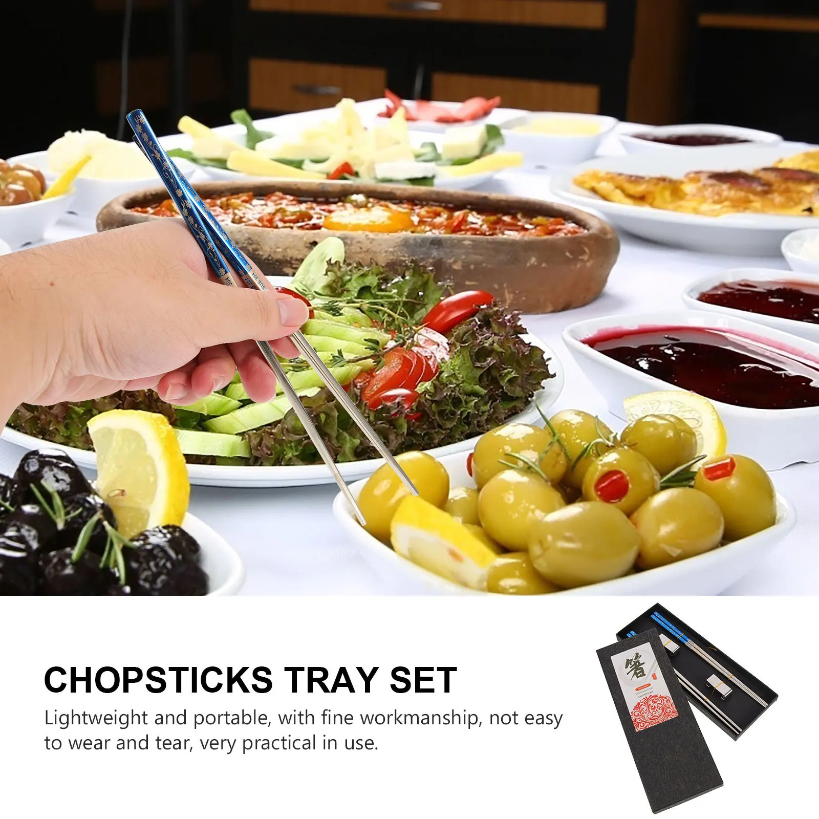 

1Set Stainless Steel Chopsticks Household Chopstick Set Reusable Compact Light Portable Easy Clean Safe Daily Use