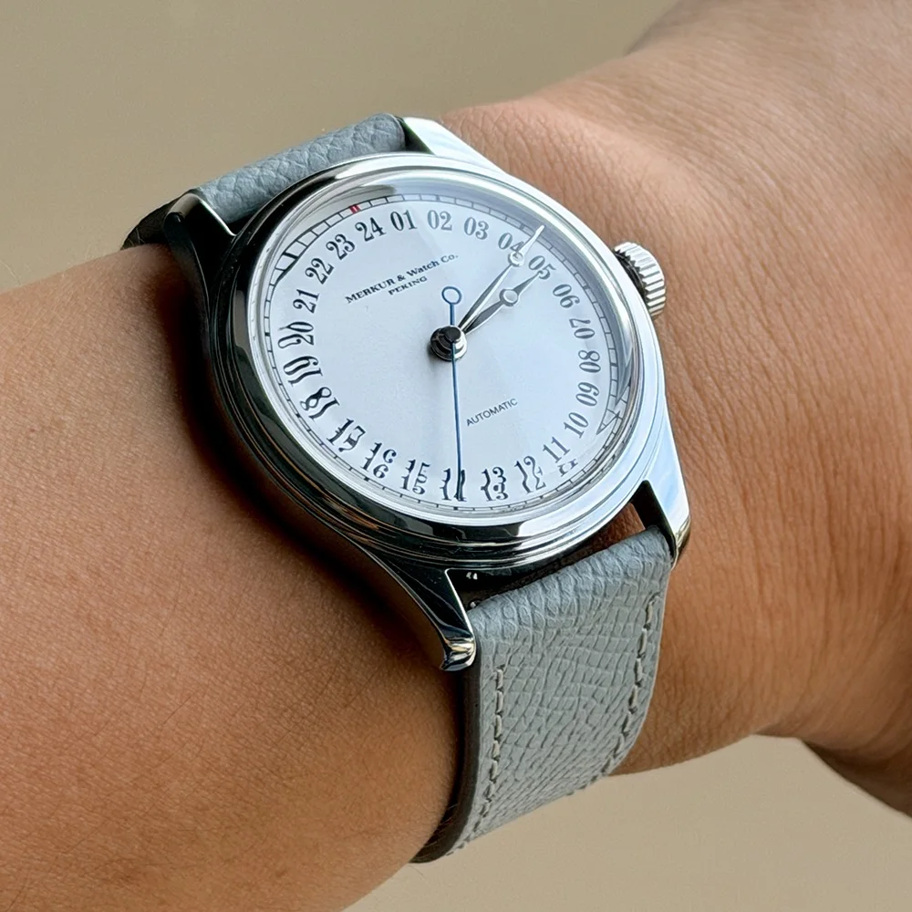 MERKUR White Dial Watch 24H A thinner Case 50m Skin Diver Watch Vintage Automatic Mechanical Watch 38mm Relogio Masculino