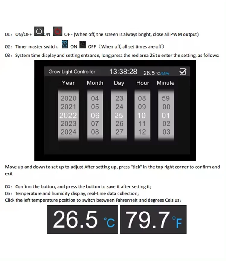 Smart Grow Light Controller Wifi Sunrise Sunset Humidity Gateway UV IR Controllable Led Master Controller for Growing Plants