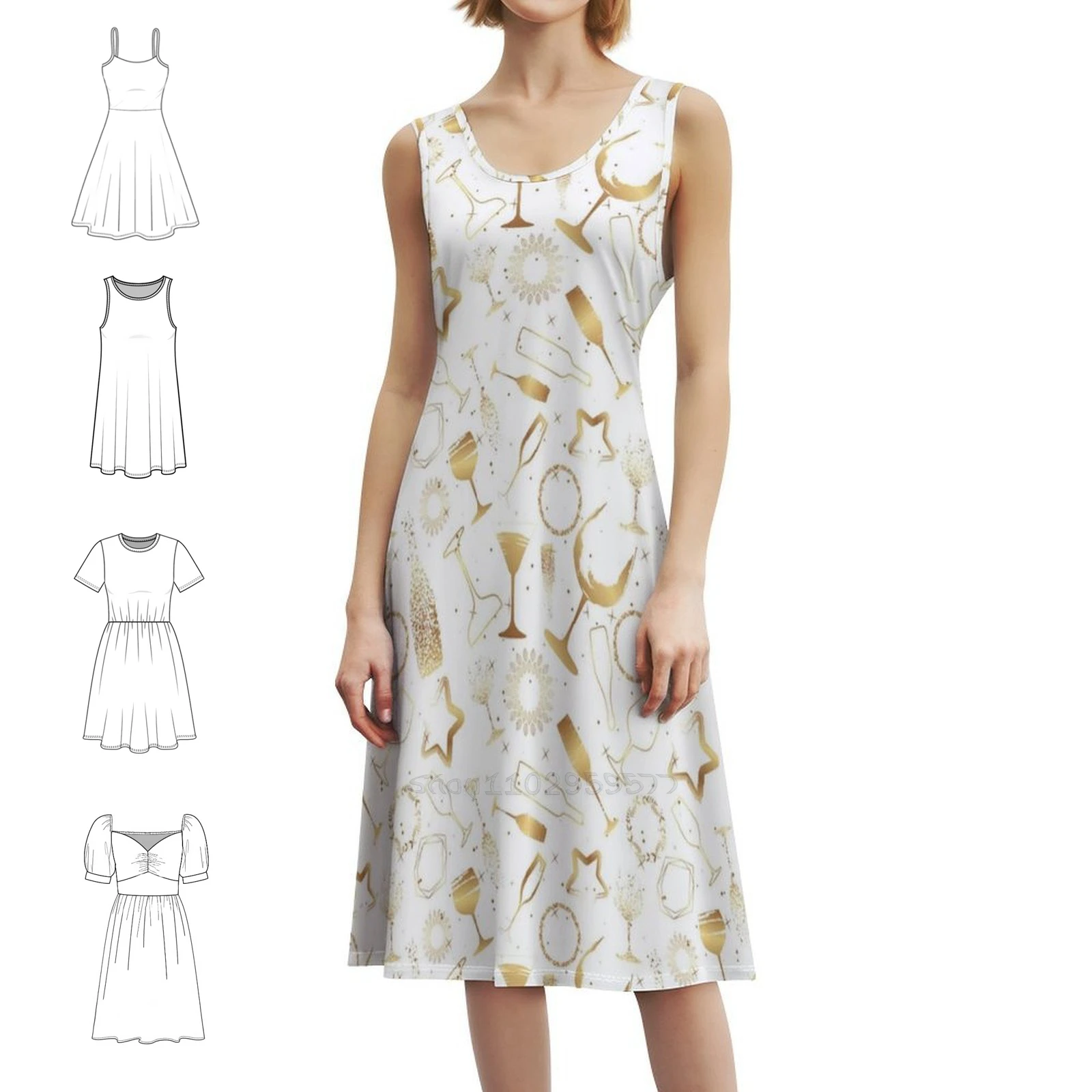 

Celebration Bohemian Sleeveless Dress For Women Print Beach Party Dresses Celebration Fun Party Birthday New Year Female