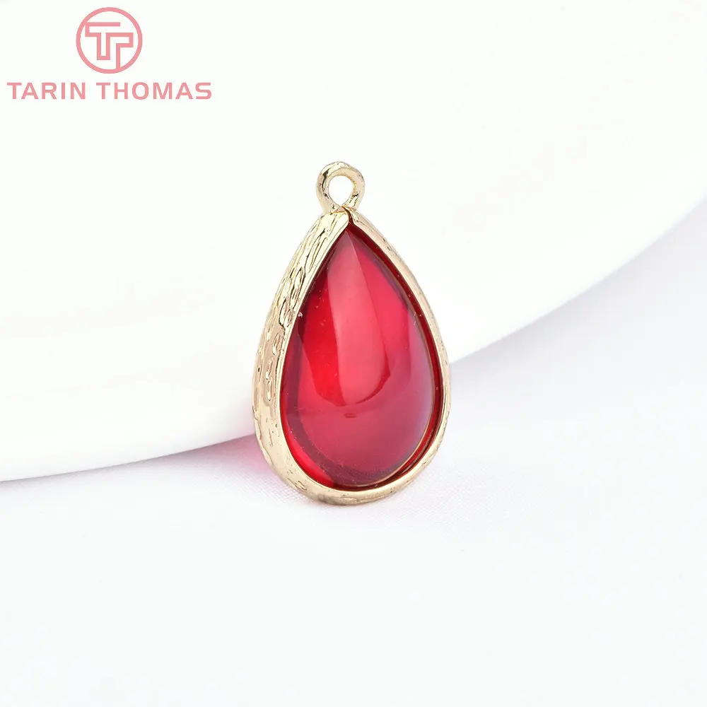 (4122)10PCS 22x14MM 24K Champagner Gold Farbe Messing und Glas Tear Drop Form Charms Anhänger Diy schmuck Erkenntnisse Zubehör – Detail 30