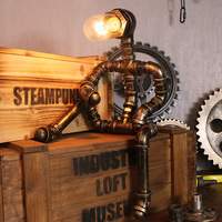 Retro Table Lamp Industrial Style Loft Decoration Creative Punk Lamp Coffee Bar Water Pipe Robot Table Lamp Decoration Bra