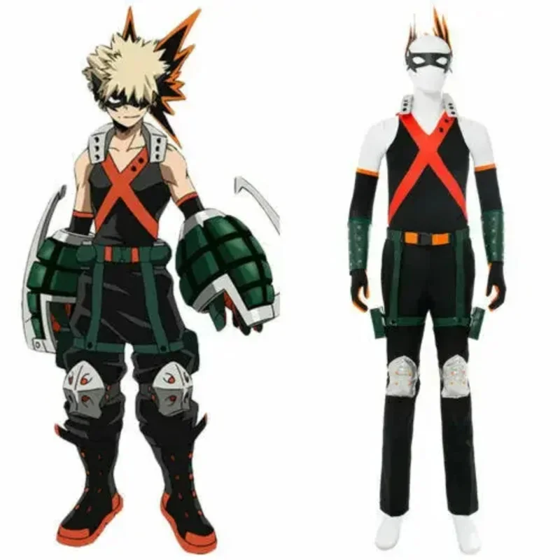 

Anime My Hero Academia Cosplay Costume Bakugou Katsuki Battle Outfits set top and trousers Halloween Carnival Heroic Play@0Z*