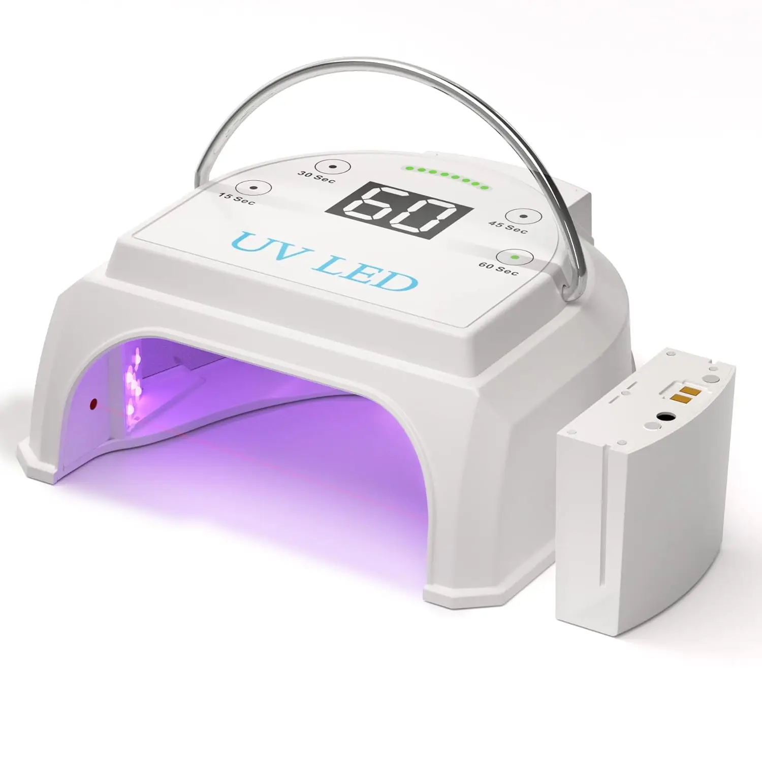 

80W Cordless UV LED Nail Lamp with 45 Beads, Rechargeable Battery, Portable Gel Curing Dryer for Salon or Home Use