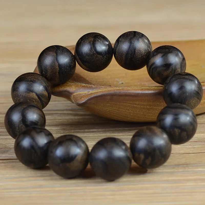 Aloes qi Nan sink water grade tiger stripes high oil old material 20mm Buddhist beads hand string men's bracelet wholesale