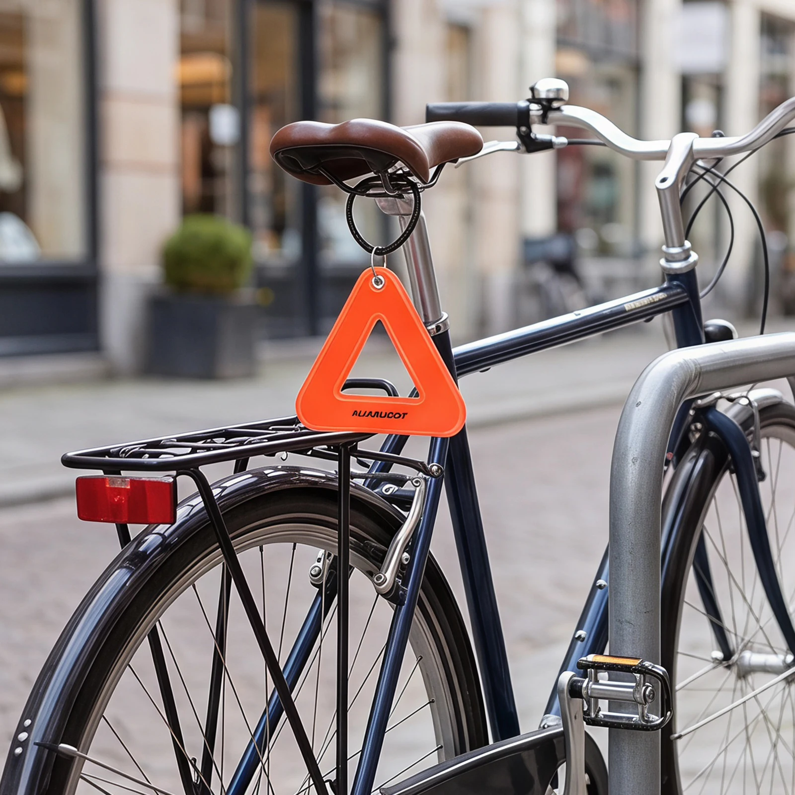 Triangle Reflective Bicycle Rear Pendants Double Sided High Visibility Safety Reflector with Elastic Rope for Outdoor Cycling