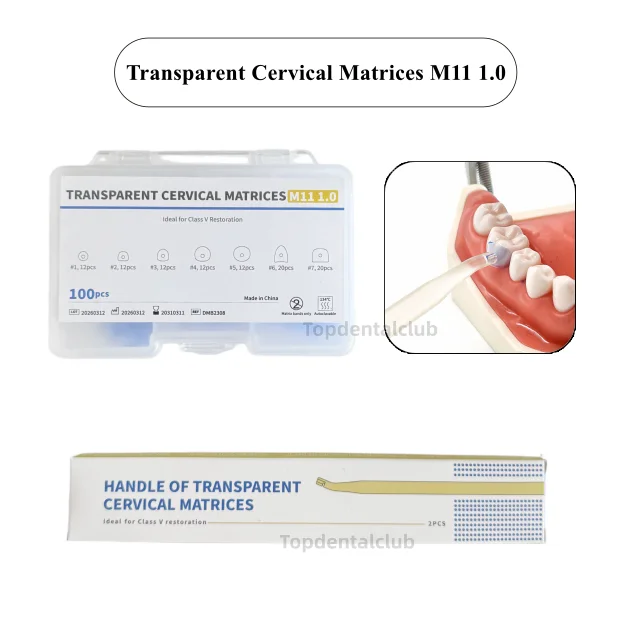 

100Pcs Dental Blue Transparent Clear Cervical Matrices Kit for Composite Restoration