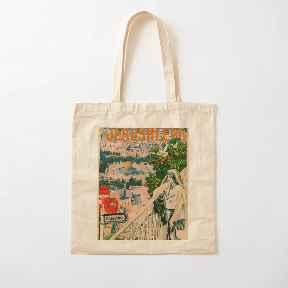 

Иерусалимский винтажный плакат Tote Bag, сумки-тоут, эстетическая холщовая сумка, холщовая большая сумка