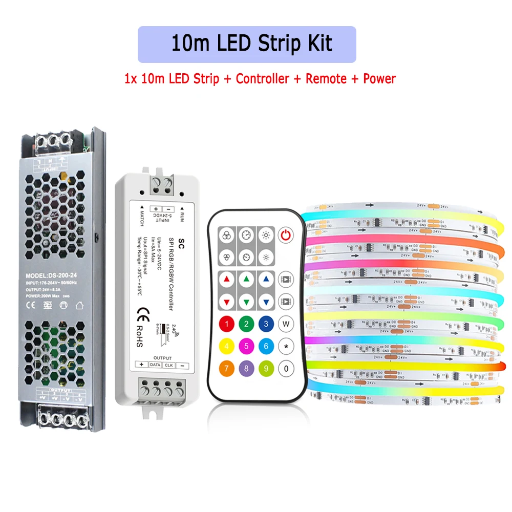 5m 10m 20m COB RGBIC LED-strip 24V WS2811 Adresseerbaar IC Dimbaar Flexibel Party Game Room Light Decor 2.4G RF Afstandsbediening