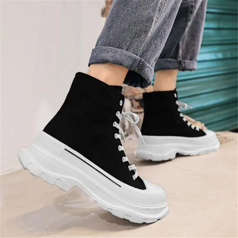 New Platform Sneakers For  men Autumn High Gang Canvas Little White Shoes Casual Thick Bottom Vulcanized Canvas shoes 39 44