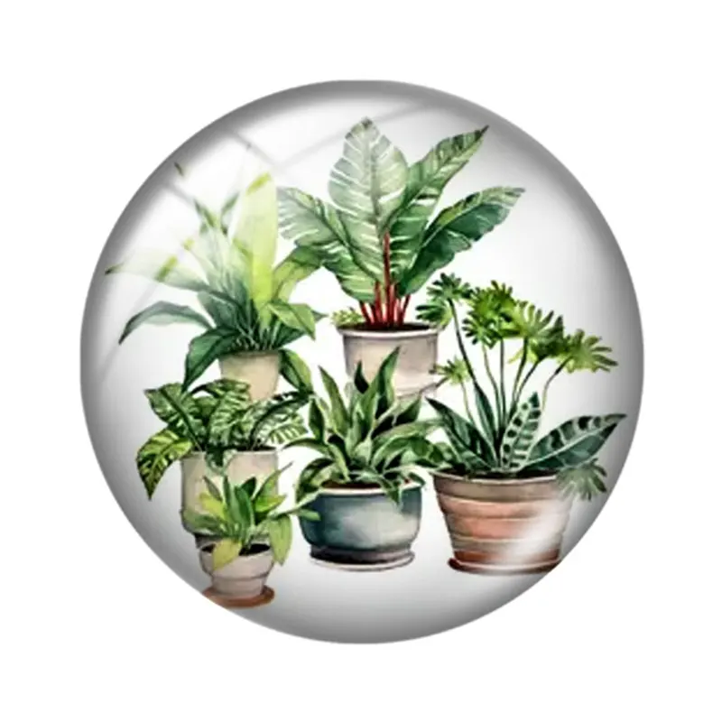 Watercolor Plants  12/18/20/25mm glass cabochon  bracelet pendant rings for jewelry demo earrings back Making findings