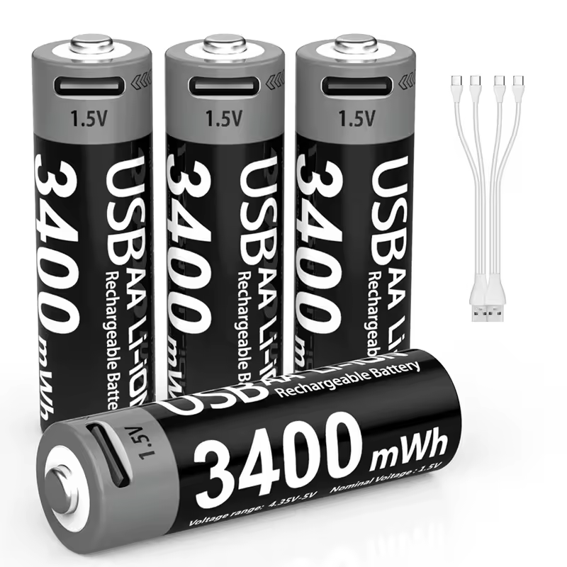 Kuugro Li-ion AAA and AA Rechargeable Batteries USB Lithium-ion 3400mWh 1.5V AA Rechargeable Batteries+1100mWh 1.5V AAA Battery - Image 2