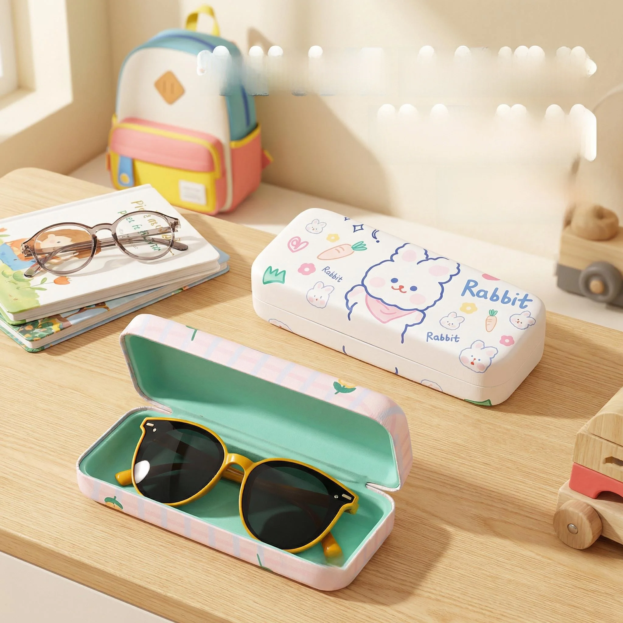 children's-portable-anti-pressure-eyeglasses-case-student-cartoon-anti-fall-resistant-myopia-sunglasses-storage-organizer