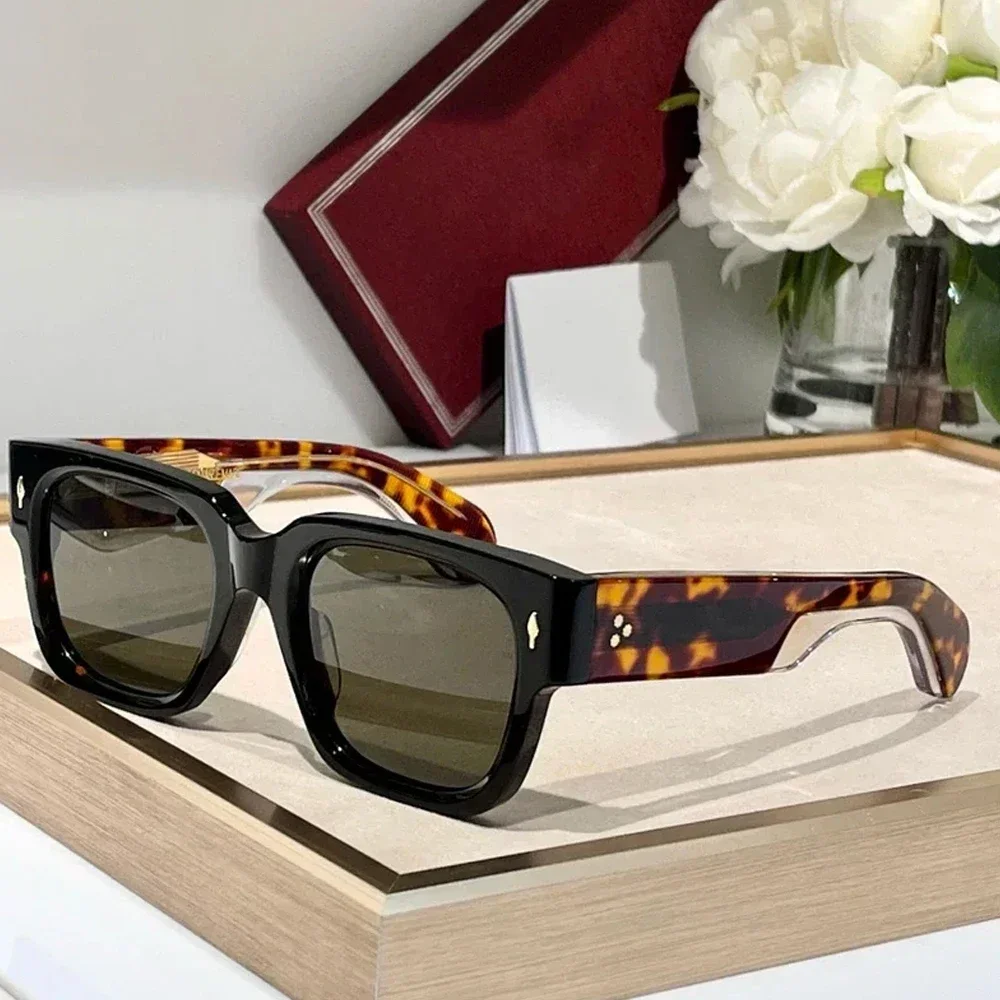 

NEW ENZO Sunglasses Men's Fashion Handmade Vintage Square Acetate UV400 Glasses Driving Women's Fashion Luxury Brand Sunglasses