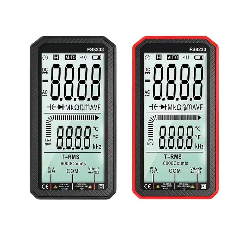 

4.8 inch Full-Screen Digital Multimeter 6000 counts True RMS AC/DC 600V Voltmeter Ammeter Omh HZ Continuity NCV Temperature