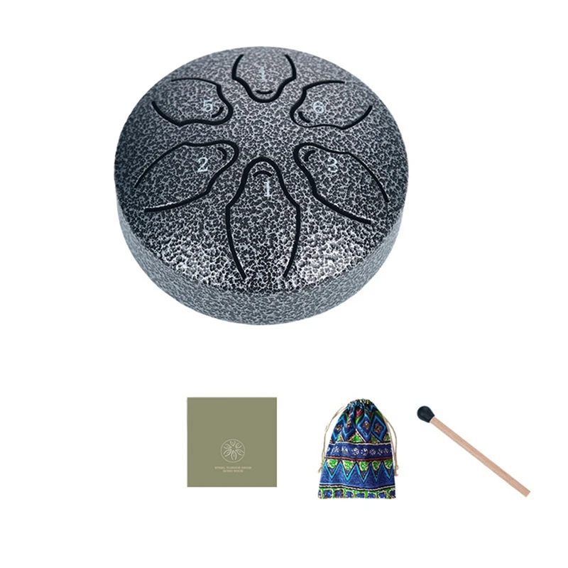 

3 Inch 6 Tone Outdoor Steel Tongue Drum Rain Drum Instrument Mini Hand Drum Ethereal Drumstick