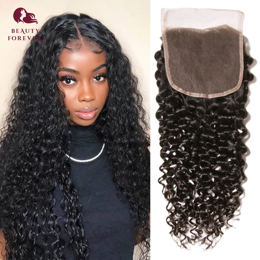 Beauty Forever Malaysian Curly Hair Lace Closure 4*4 Free Part 5X5 HD Closure Natural Color 100% Virgin Human Hair Lace Closure