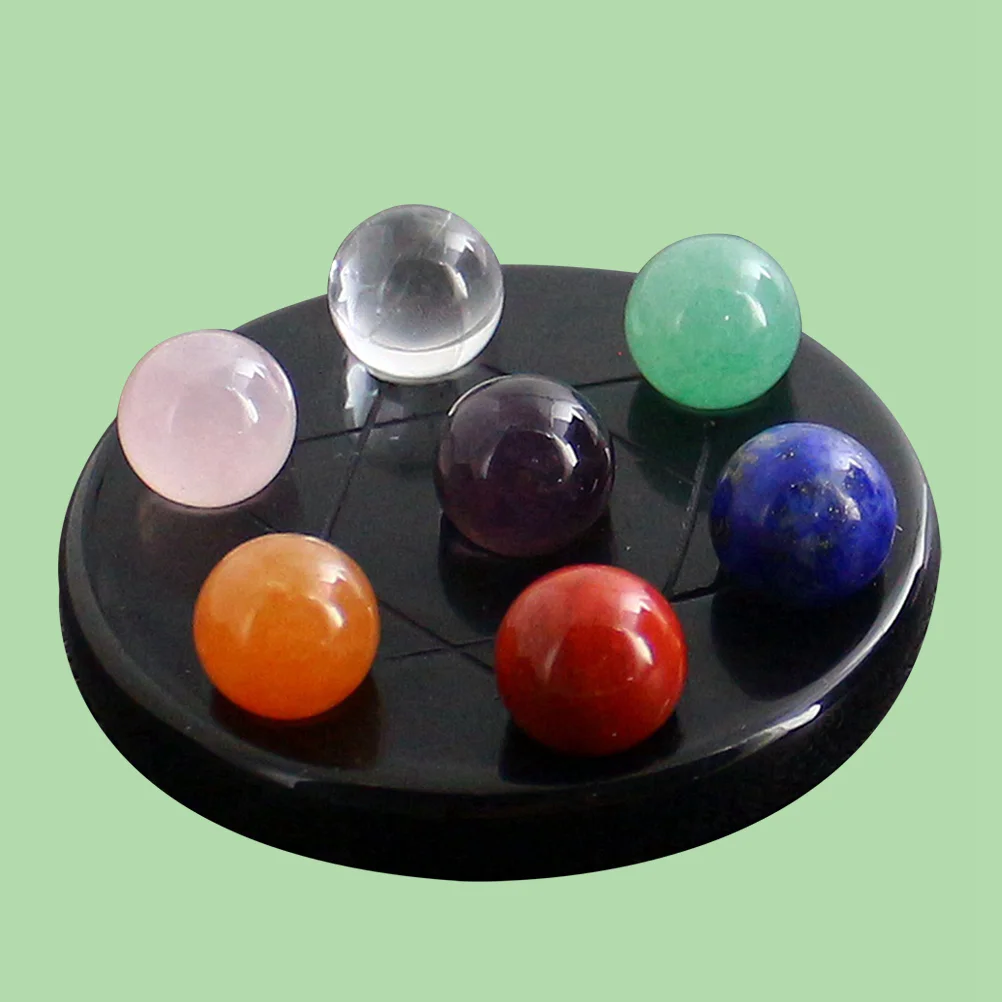 7 Chakra Platonic Solids Crystals Decorate Ball Seven-star Appetizer Plate Obsidian with Stand