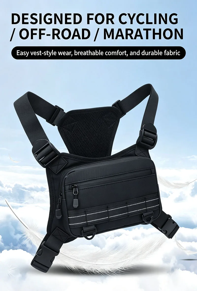 Funktionale Taktische Brusttasche Outdoor-Weste Hip-Hop Street Chest Pack Wasserdichte Atmungsaktive Paar-Tasche Sport-Rucksack – Detail 6