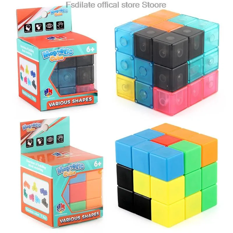 

Magnetic Building Block Cube removable Intelligence Cube fidegt toys puzzle cube Early education funny tool toys for kids gift