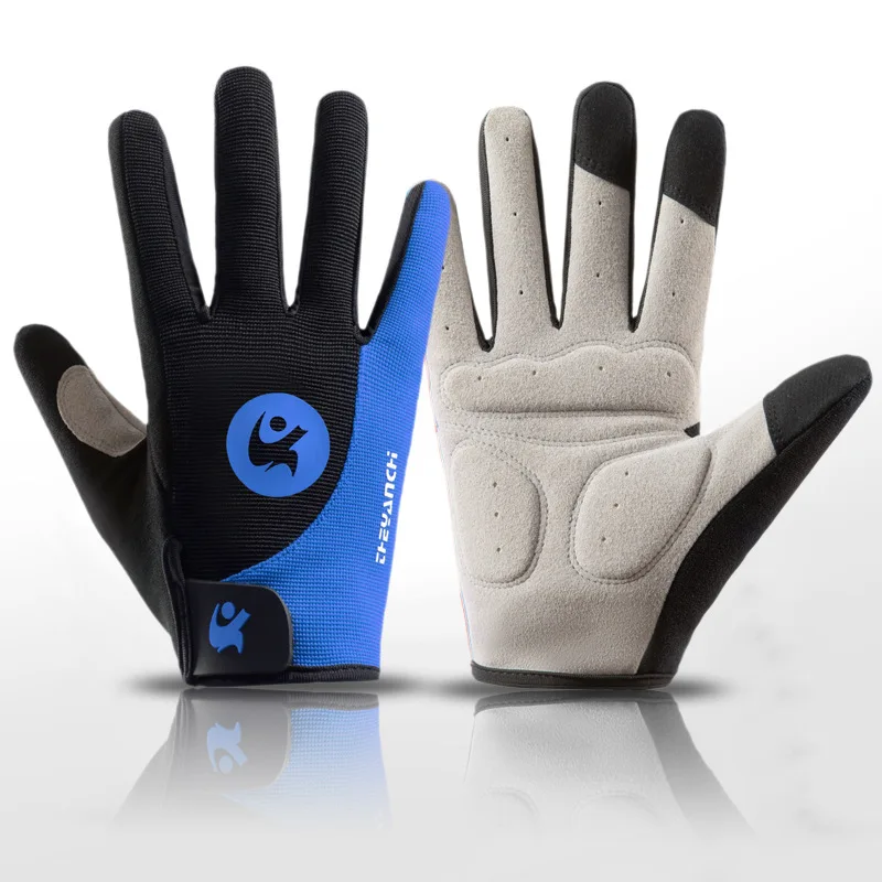 Outdoor cycling for men and women, frisbee sports, anti slip and shock-absorbing, long finger touch screen fitness gloves