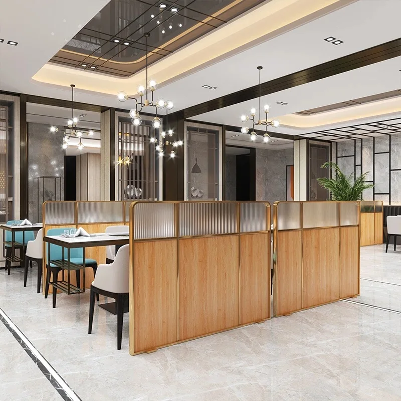 

Half wall fence low partition restaurant booth hot pot restaurant wrought iron simple Changhong glass aisle
