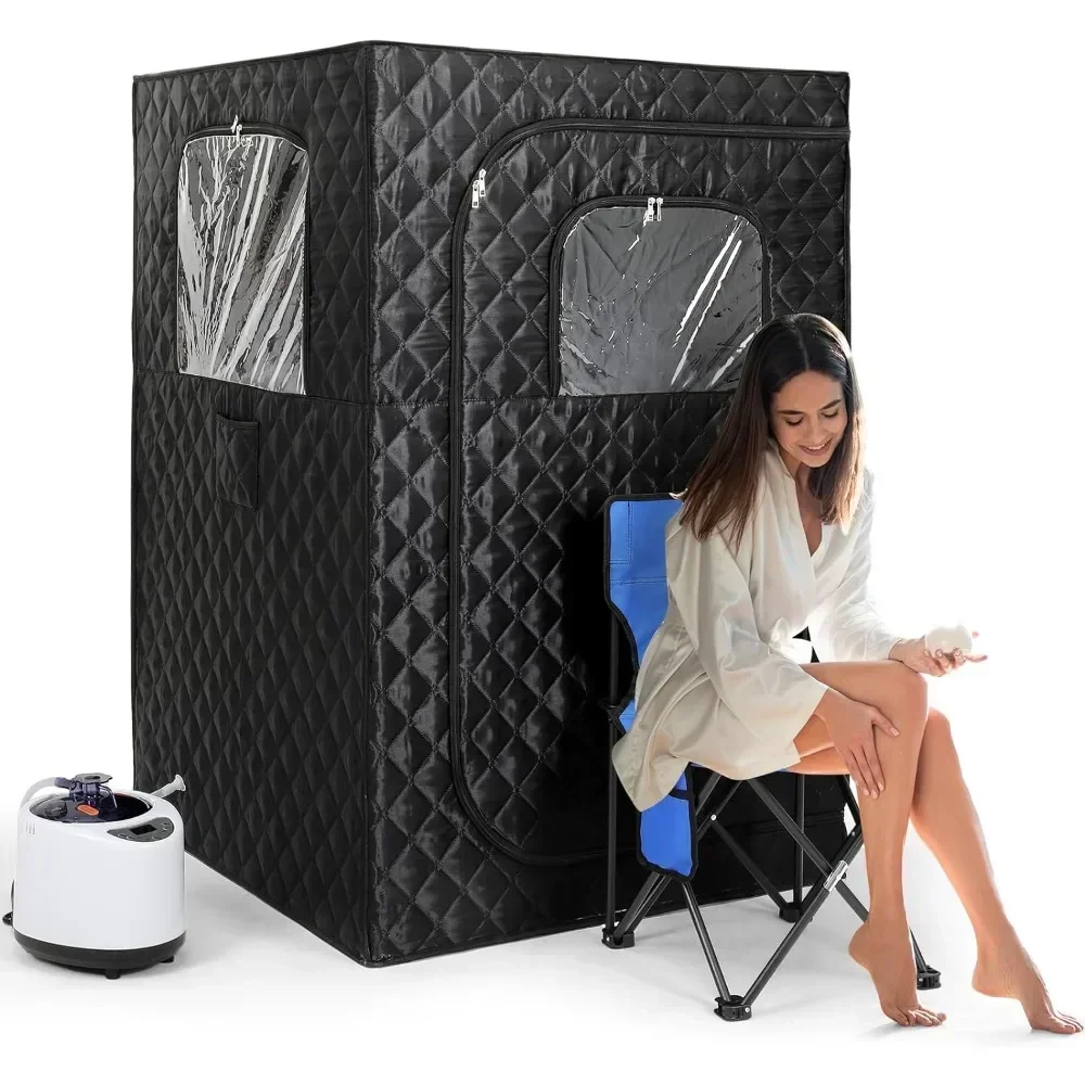 Upgraded Version Portable Sauna for Home Full Body with 2.6L 1000W Steam Generator Timer Foldable Chair Remote Control Included