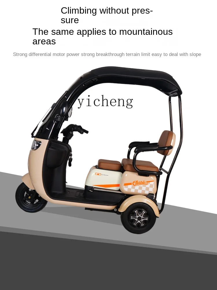 ZC Electric Tricycle with Shed Leisure Pick-up Children Elderly Adult Home Use Battery Car