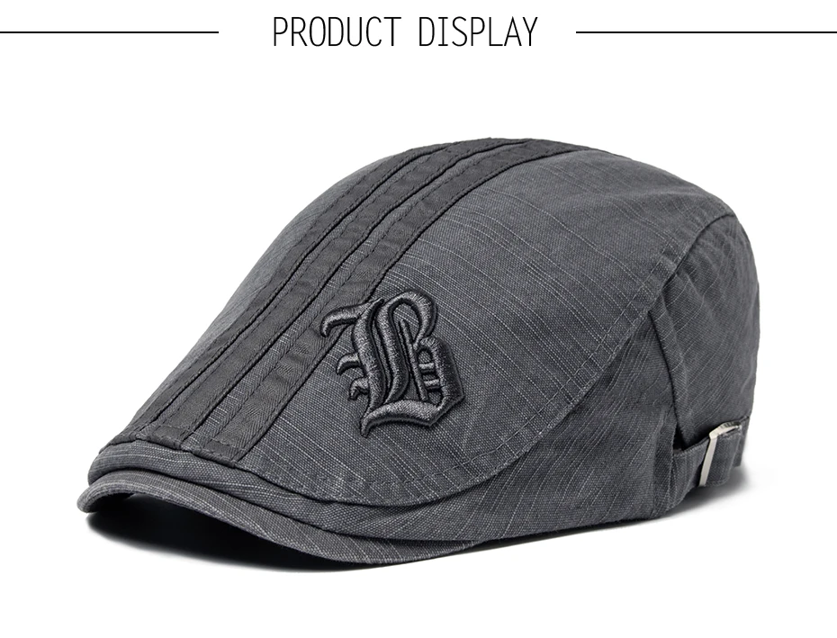 CNTANG Neue Männer Baskenmütze Mode Stickerei Flache Kappe Sommer Visier Für Männliche Mode Vintage Baumwolle Casual Berets Einstellbar – Detail 3
