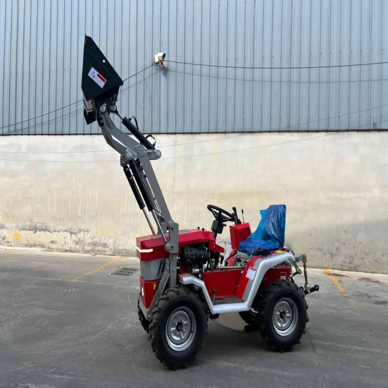 Compact Small Wheel Tractor Free Shipping, Agricultural Machinery with Loader, Lawn Mower, Bulldozer, Rotary Tiller for Garden T