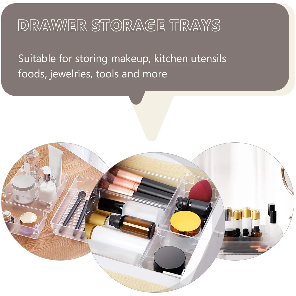 

1 set 1 Set Plastic Drawer Organizer Trays Storage Boxes Easy-Clean Combined Case Household Sorting Tray Makeup Cutlery