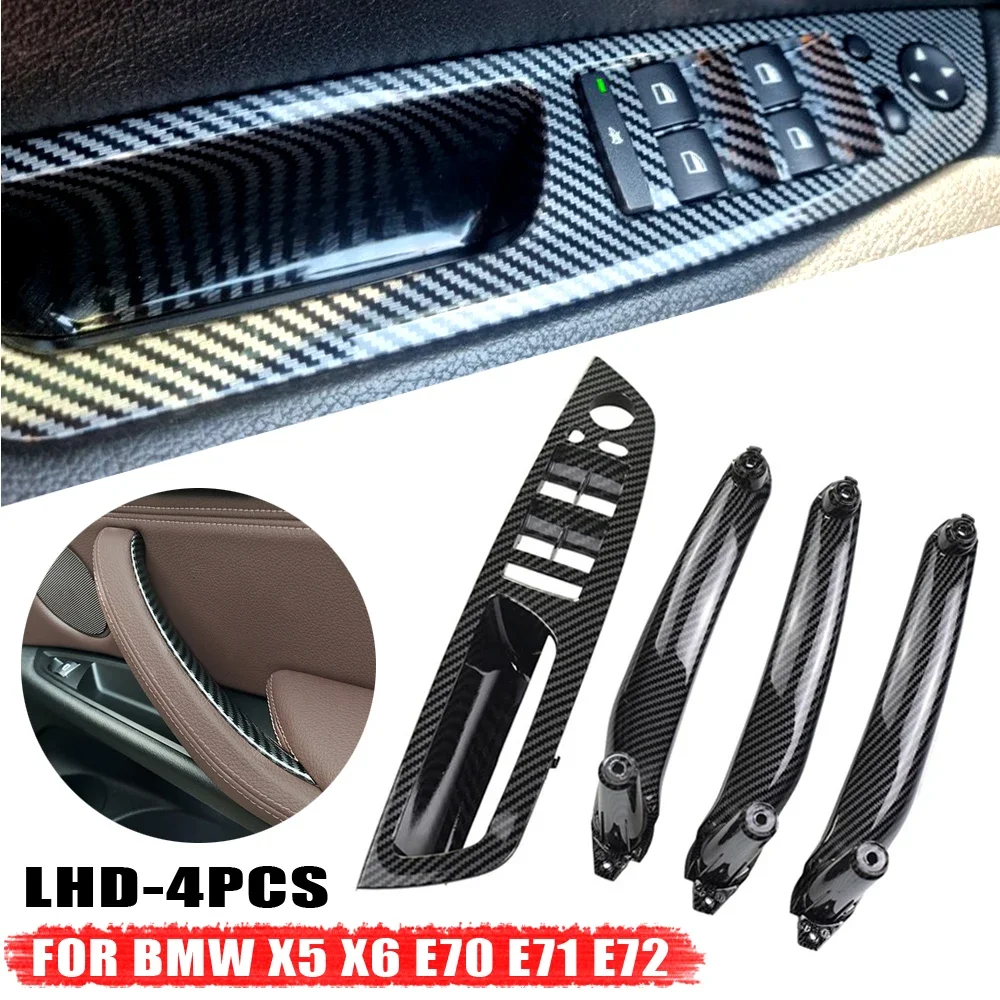 LHD RHD Carbon 4-teiliges Innentürgriff-Panel-Kit Ersatzteile Dekoration für BMW X5 X6 E70 E71 2007-2013 – Detail 1