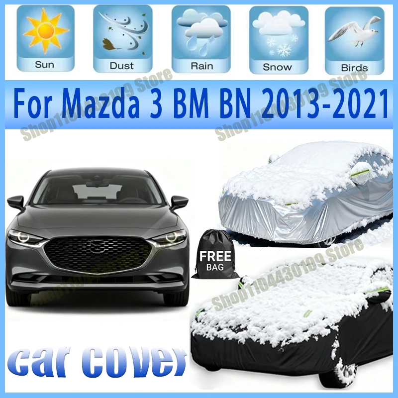 

For Mazda 3 BM BN 2013-2021 2020 Car Cover Waterproof UV Protection All Weather Dustproof Snow Rain Cover 190T Polyester