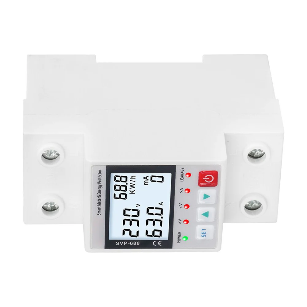 For Smart Home WiFi Backlight Leakage Protector Energy Meter Adjustable Undervoltage 140-210V Adjustable Overvoltage 240-300V