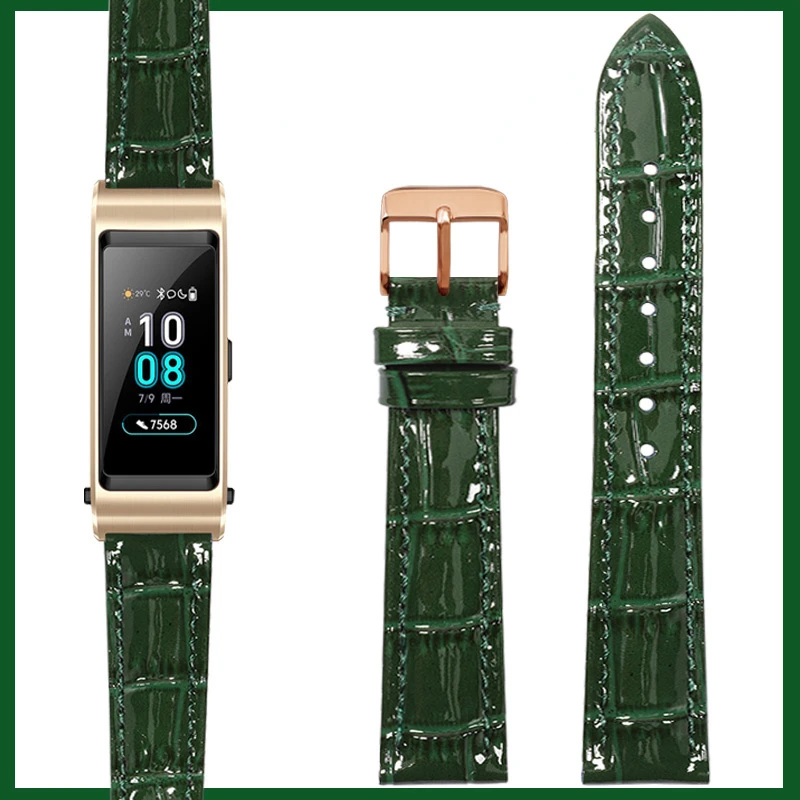 مشرق الأخضر جلد طبيعي حزام الساعات لهواوي سوار B5 B6 B3 حزام ساعة اليد حزام الأعمال معصمه الذكية GT2/GT3 16 18 مللي متر