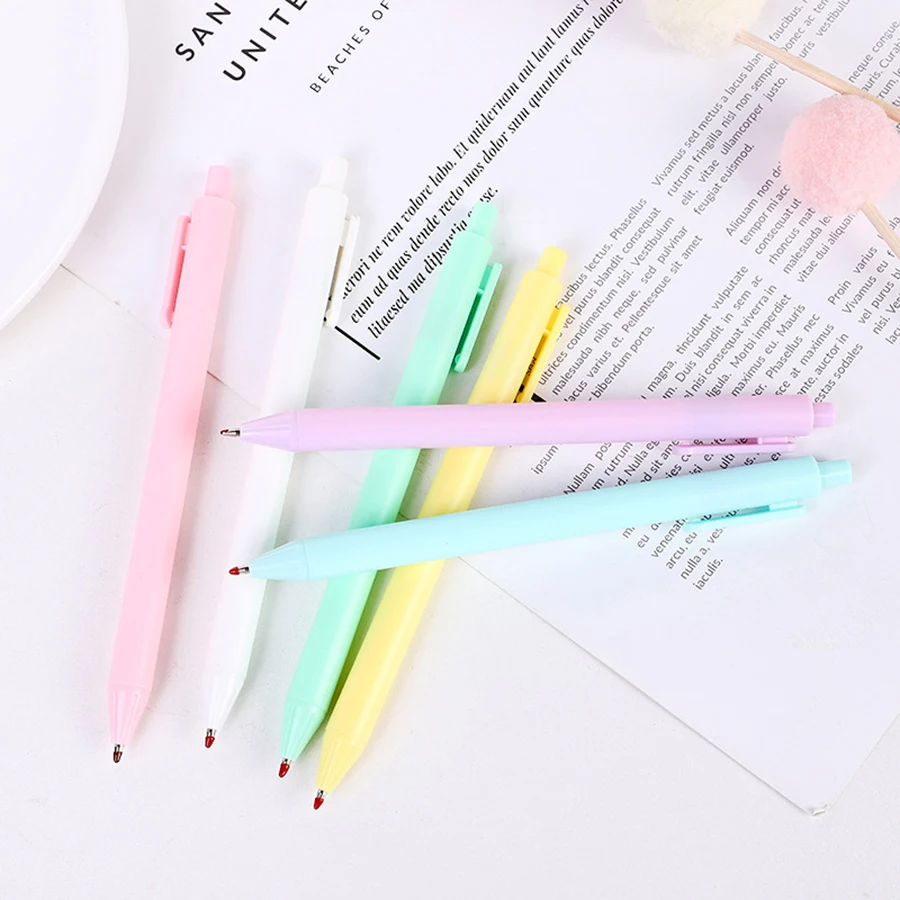 12 Pcs Ballpoint Pens, Writing Pens, Pastel Retractable Pretty Journaling Pens, Black Ink Medium Point 1.0 mm Gift Pens