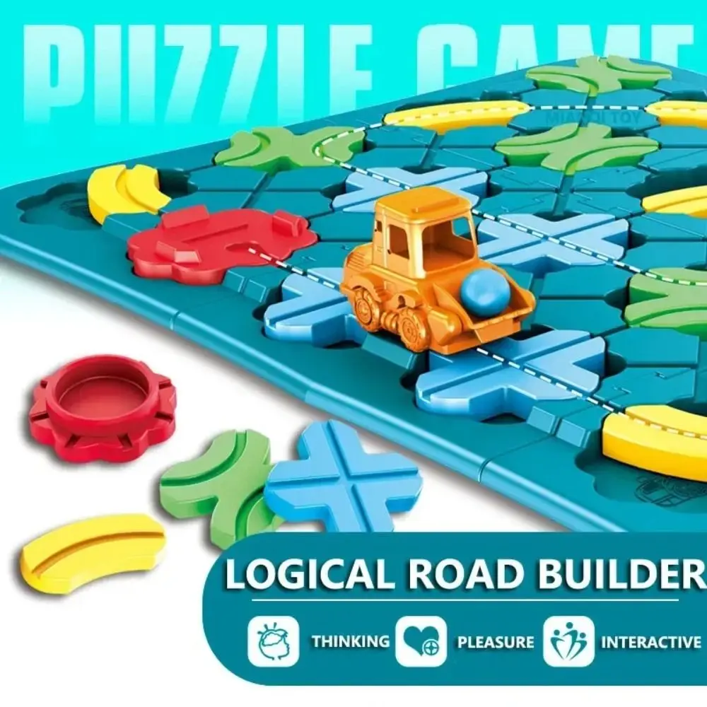 Juegos de construcción de carreteras lógica de plástico, rompecabezas interactivo Montessori, pista de coche, juguetes de pensamiento, mesa colorida, rompecabezas educativo