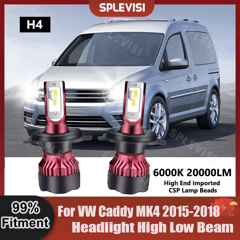 

2PCS LED Headlamp High Low Beam Light 9003/H4 CSP Chip 20000LM 200W For VW Caddy MK4 2015 2016 2017 2018 Car Headlight Bulbs