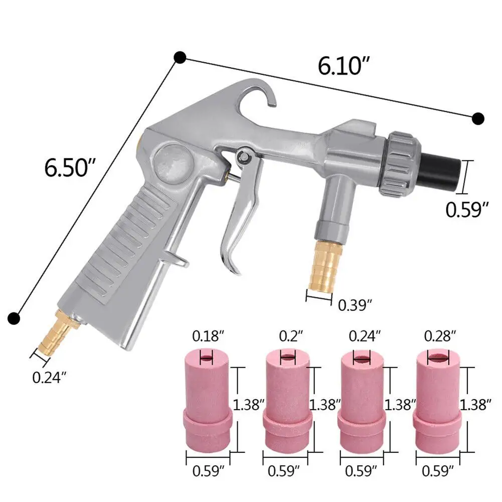 1 Set Air Sandblasting Gun Kit With Siphon Feed Nozzles Multipurpose Pipe Sand Blaster For Car Surface Polishing Tool