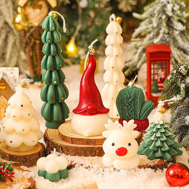 Christmas Trees Aromatic Candles for Table Decoration and Accessories Xmas Guest Gift Candles Soywax