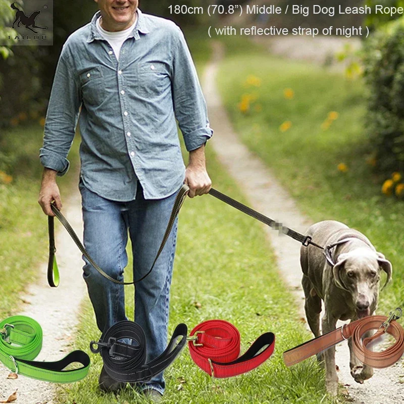 

Dog Leashes 6FT Double Layer Nylon Dog Collar Leashes Rope,Reflective Handle Strong Contorle Medium Large Dogs Harness Traction