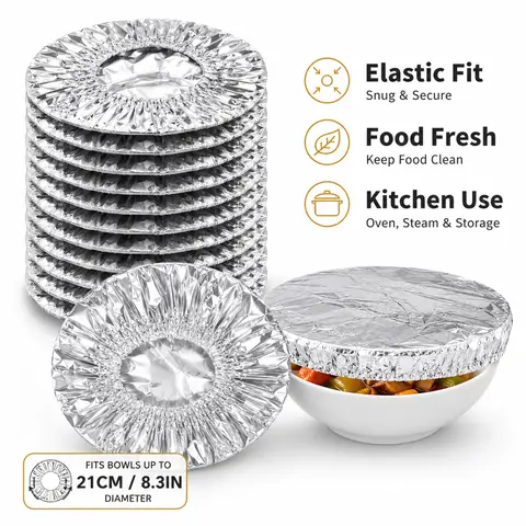 Reusable Aluminum Foil Bowl Cover Kitchen Food Preservation Wrap Fresh Keeping Film Cover for Picnic Storage Bag Organizer Set